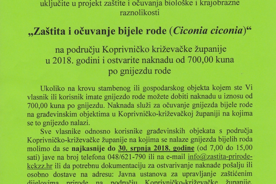 “Zaštita i očuvanje bijele rode (Ciconia ciconia)”
